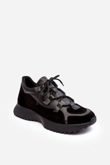 Baskets sportives en cuir pour femmes M01/2 Zazoo noires 2