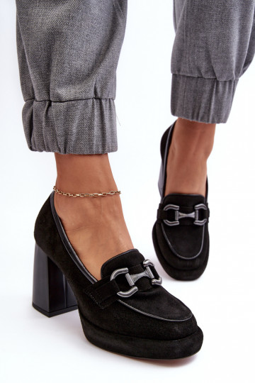 Peau Chaussures Sur un énorme poteau Laura Messi 2706 couleur noire