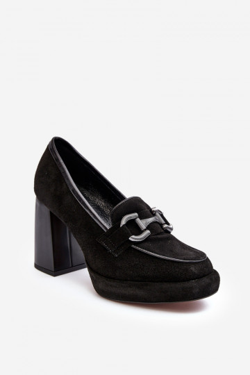 Chaussures en cuir à talon haut Laura Messi 2706 noires 2