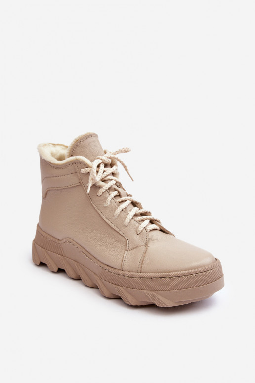 réchauffer Peau Bottes pour femmes avec une plateforme beige Lemar Jevette