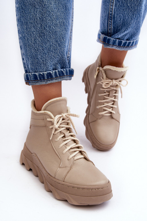 réchauffer Peau Bottes pour femmes avec une plateforme beige Lemar Jevette