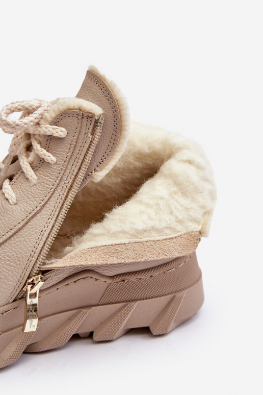 réchauffer Peau Bottes pour femmes avec une plateforme beige Lemar Jevette