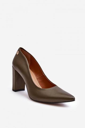 Peau Chaussures avec des talons Laura Messi 2624/227 couleur kaki 2
