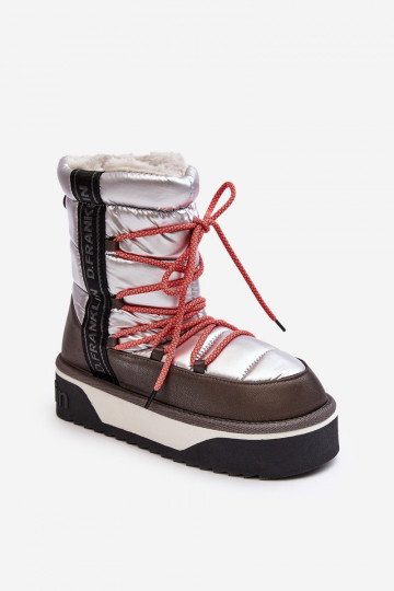 Bottes de neige pour femmes avec semelle épaisse vegan D.Franklin DFSH371006 couleur argent