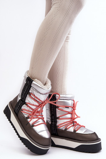 Bottes de neige pour femmes avec semelle épaisse vegan D.Franklin DFSH371006 couleur argent 2