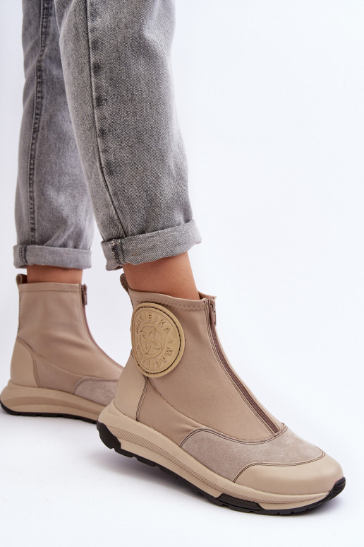 Bottes pour femmes avec fermetures éclair Il fautciejka 06297-22 beige