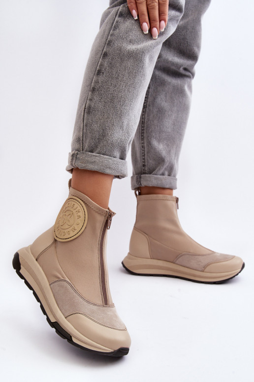 Bottes pour femmes avec fermetures éclair Il fautciejka 06297-22 beige