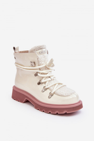 Bottines vernies en cuir pour femmes GOE MM2N4083 blanches