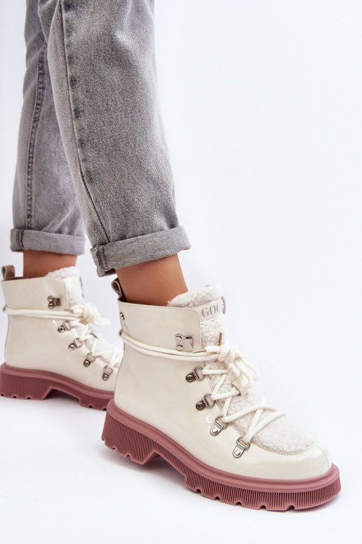 avec effet vernis Peau Bottes chaussures Féminin GOE MM2N4083 couleur blanche avec effet vernis Peau Bottes chaussures Féminin GOE MM2N4083 couleur blanche