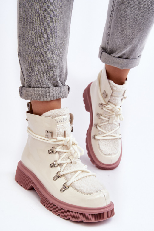 avec effet vernis Peau Bottes chaussures Féminin GOE MM2N4083 couleur blanche avec effet vernis Peau Bottes chaussures Féminin GOE MM2N4083 couleur blanche