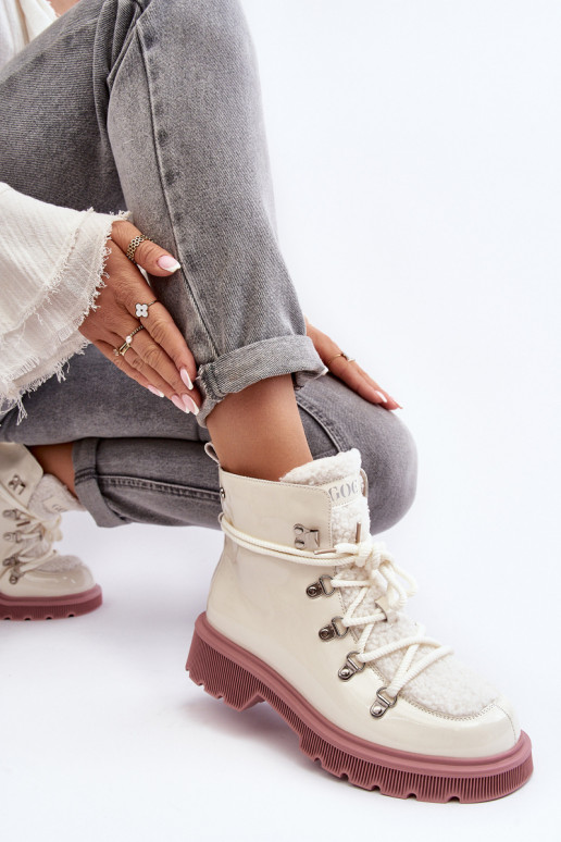 avec effet vernis Peau Bottes chaussures Féminin GOE MM2N4083 couleur blanche avec effet vernis Peau Bottes chaussures Féminin GOE MM2N4083 couleur blanche