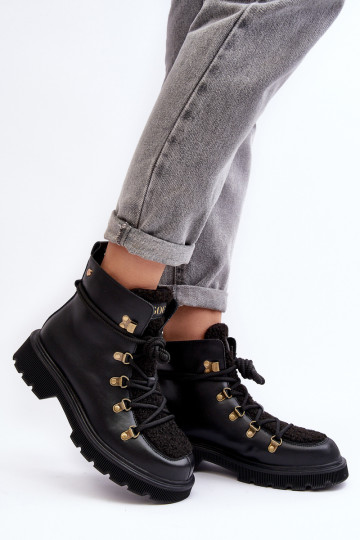 Bottines en cuir pour femmes GOE MM2N4082 noires 2