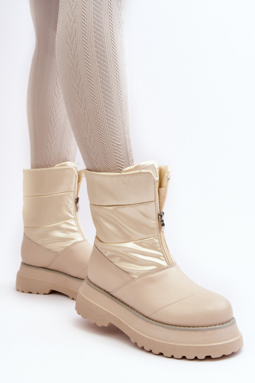 Bottes de neige Féminin Sur une semelle épaisse avec fermetures éclair GOE MM2N4079 beige Bottes de neige Féminin Sur une semelle épaisse avec fermetures éclair GOE MM2N4079 beige