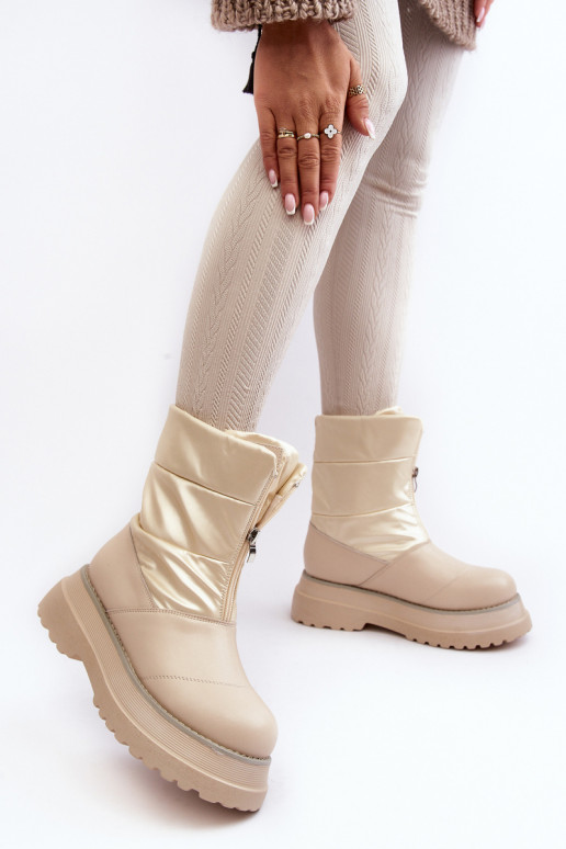 Bottes de neige Féminin Sur une semelle épaisse avec fermetures éclair GOE MM2N4079 beige Bottes de neige Féminin Sur une semelle épaisse avec fermetures éclair GOE MM2N4079 beige