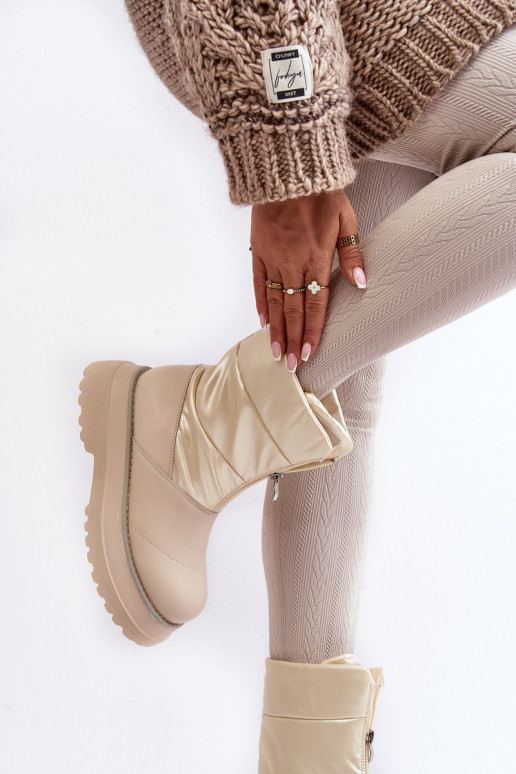 Bottes de neige Féminin Sur une semelle épaisse avec fermetures éclair GOE MM2N4079 beige Bottes de neige Féminin Sur une semelle épaisse avec fermetures éclair GOE MM2N4079 beige