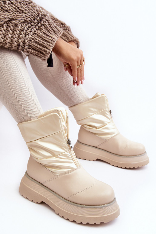 Bottes de neige Féminin Sur une semelle épaisse avec fermetures éclair GOE MM2N4079 beige Bottes de neige Féminin Sur une semelle épaisse avec fermetures éclair GOE MM2N4079 beige