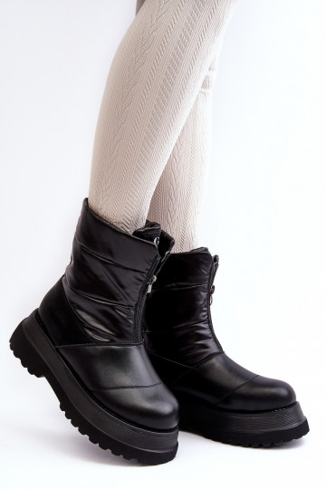 Bottes de neige pour femmes avec semelle épaisse et fermetures éclair GOE MM2N4078 noires 2