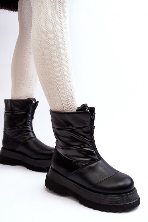 Bottes de neige Féminin Sur une semelle épaisse avec fermetures éclair GOE MM2N4078 couleur noire