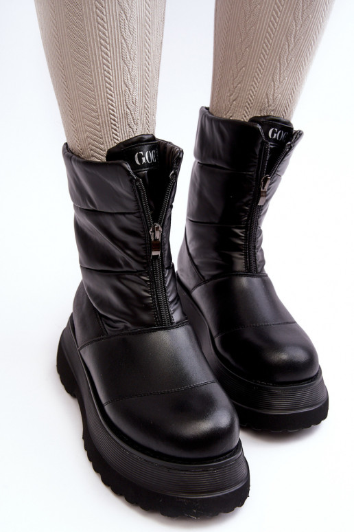 Bottes de neige Féminin Sur une semelle épaisse avec fermetures éclair GOE MM2N4078 couleur noire