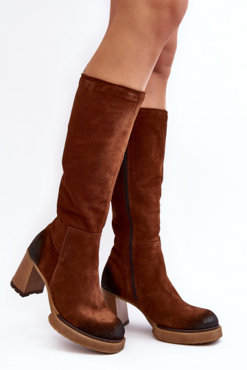 en daim bottes pour femmes avec des talons Contre la route Lemar marron foncé Ceraxa