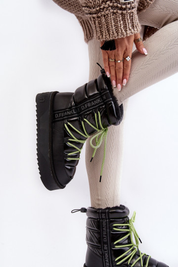 Bottes de neige pour femmes avec semelle épaisse vegan D.Franklin DFSH371007 noires 2