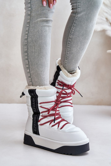 Bottes de neige pour femmes avec semelle épaisse vegan D.Franklin DFSH371007 blanches