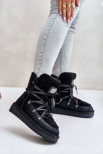 Bottes de neige avec une plateforme Végétalien D.Franklin DFSH370004 couleur noire 2