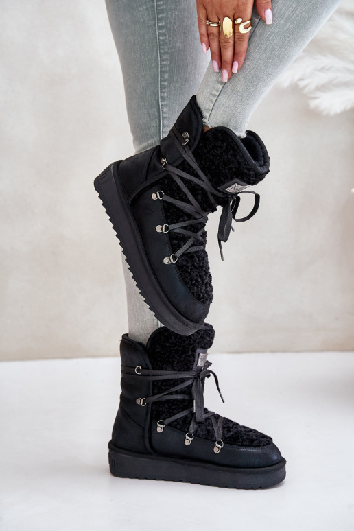 Bottes de neige avec une plateforme Végétalien D.Franklin DFSH370004 couleur noire