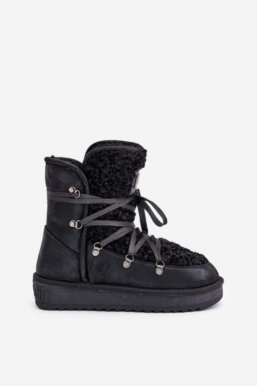 Bottes de neige avec une plateforme Végétalien D.Franklin DFSH370004 couleur noire