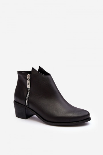 Peau Bottes pour femmes Avec un dessus bas avec des talons Avec curseurs couleur noire Annaja 2