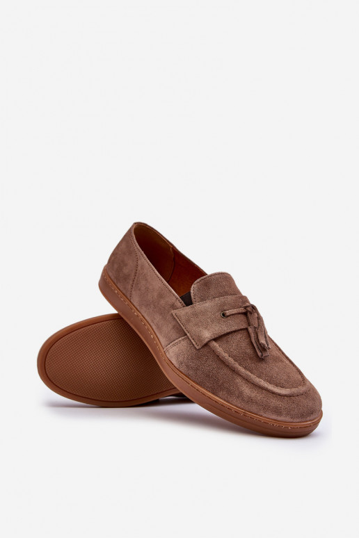 Mâle en daim Mocassins chaussures Zazoo 1566 marron Mâle en daim Mocassins chaussures Zazoo 1566 marron