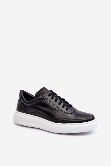Baskets en cuir pour hommes Zazoo 1544 couleur noire