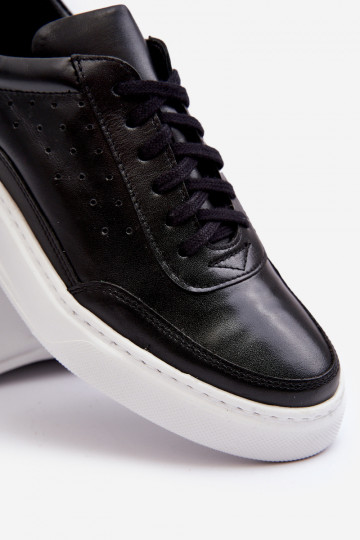 Baskets en cuir pour hommes Zazoo 1544 couleur noire 2