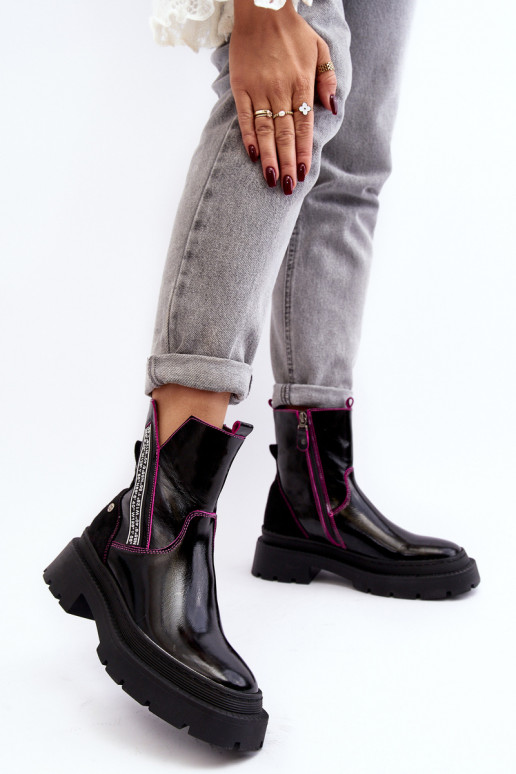 Peau Féminin Bottes Il fautciejka 06236-15 couleur noire