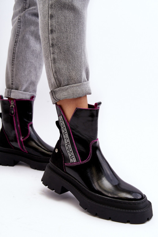 Peau Féminin Bottes Il fautciejka 06236-15 couleur noire