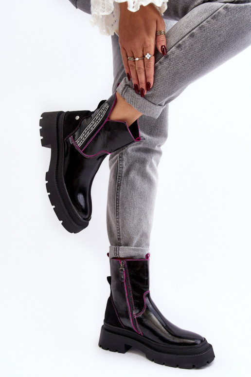 Peau Féminin Bottes Il fautciejka 06236-15 couleur noire