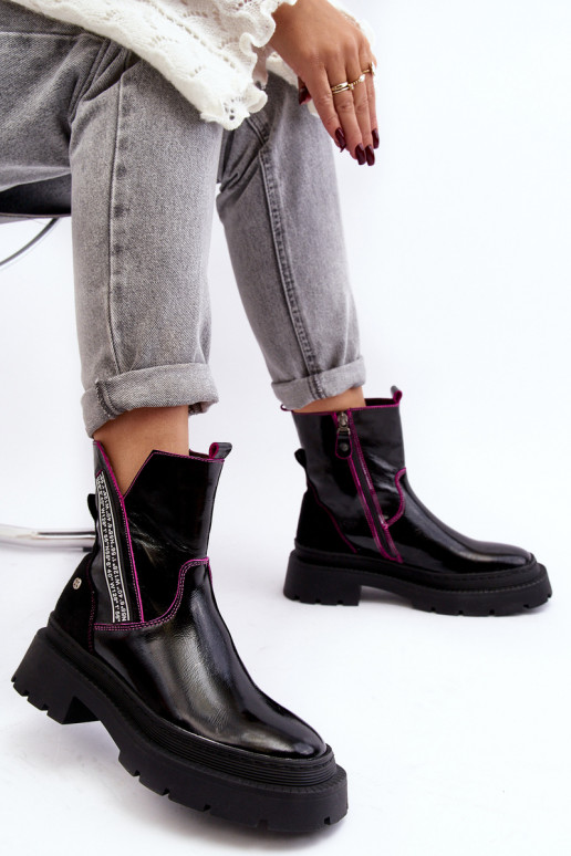 Peau Féminin Bottes Il fautciejka 06236-15 couleur noire