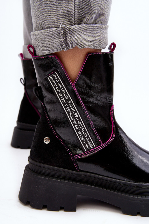 Peau Féminin Bottes Il fautciejka 06236-15 couleur noire