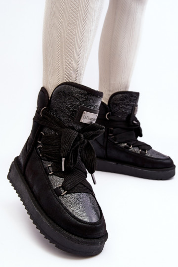 Féminin Bottes de neige avec des détails élégants D.Franklin DFSH370006 couleur noire