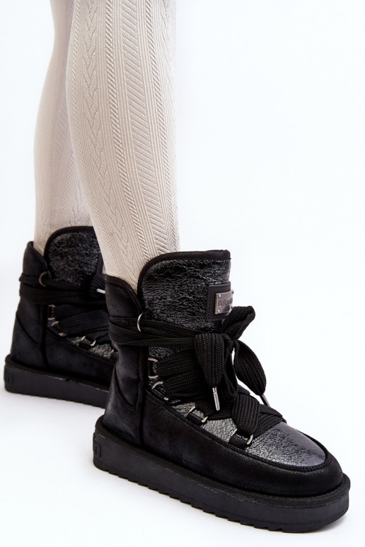 Féminin Bottes de neige avec des détails élégants D.Franklin DFSH370006 couleur noire