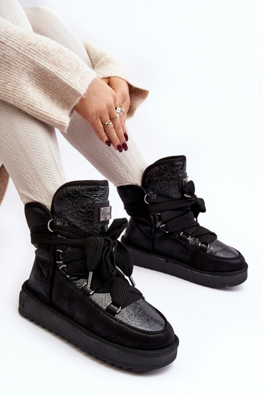 Féminin Bottes de neige avec des détails élégants D.Franklin DFSH370006 couleur noire