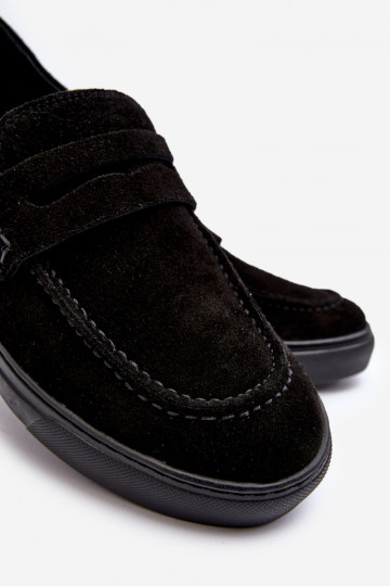Mocassins en suédine pour hommes Zazoo 1574 couleur noire 2