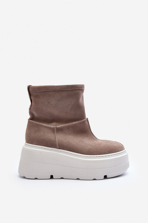 Peau Féminin Bottes avec des semelles massives à la mode beige Zazoo 3424