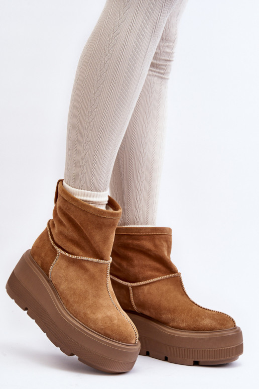 Peau Féminin Bottes avec des semelles massives à la mode marron Zazoo 3424