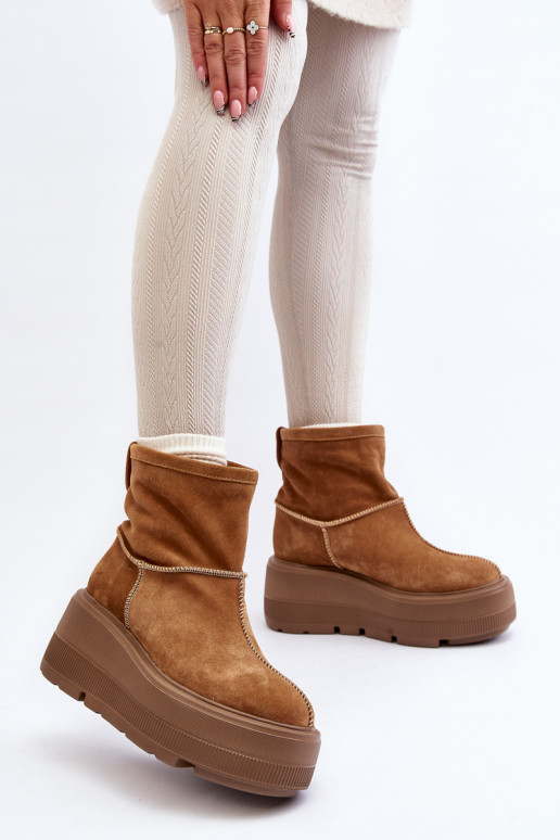 Peau Féminin Bottes avec des semelles massives à la mode marron Zazoo 3424