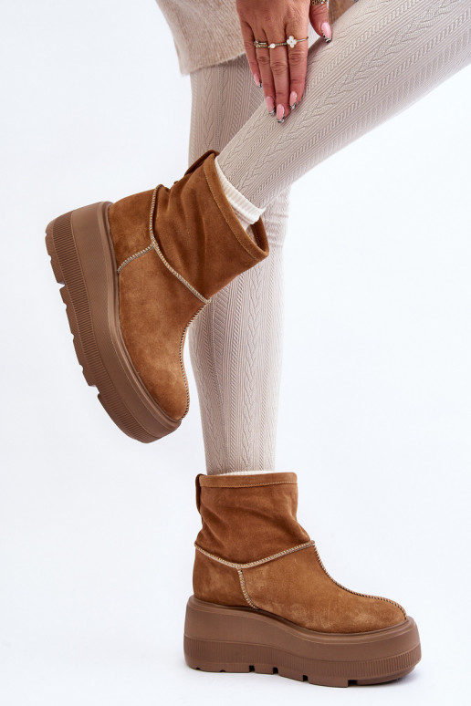 Peau Féminin Bottes avec des semelles massives à la mode marron Zazoo 3424