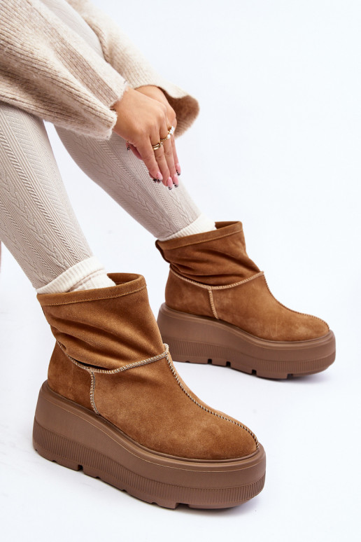 Peau Féminin Bottes avec des semelles massives à la mode marron Zazoo 3424