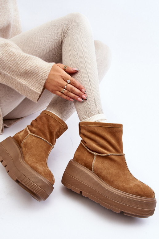 Peau Féminin Bottes avec des semelles massives à la mode marron Zazoo 3424