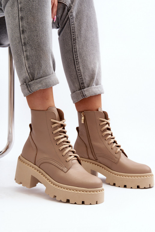 Zazoo 3413 Bottes pour femmes bottes d équitation hautes Sur des talons massifs beige