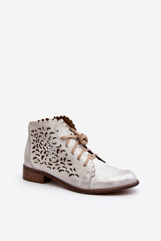 Zazoo 2871 Bottes ajourées Féminin avec des lacets couleur argent